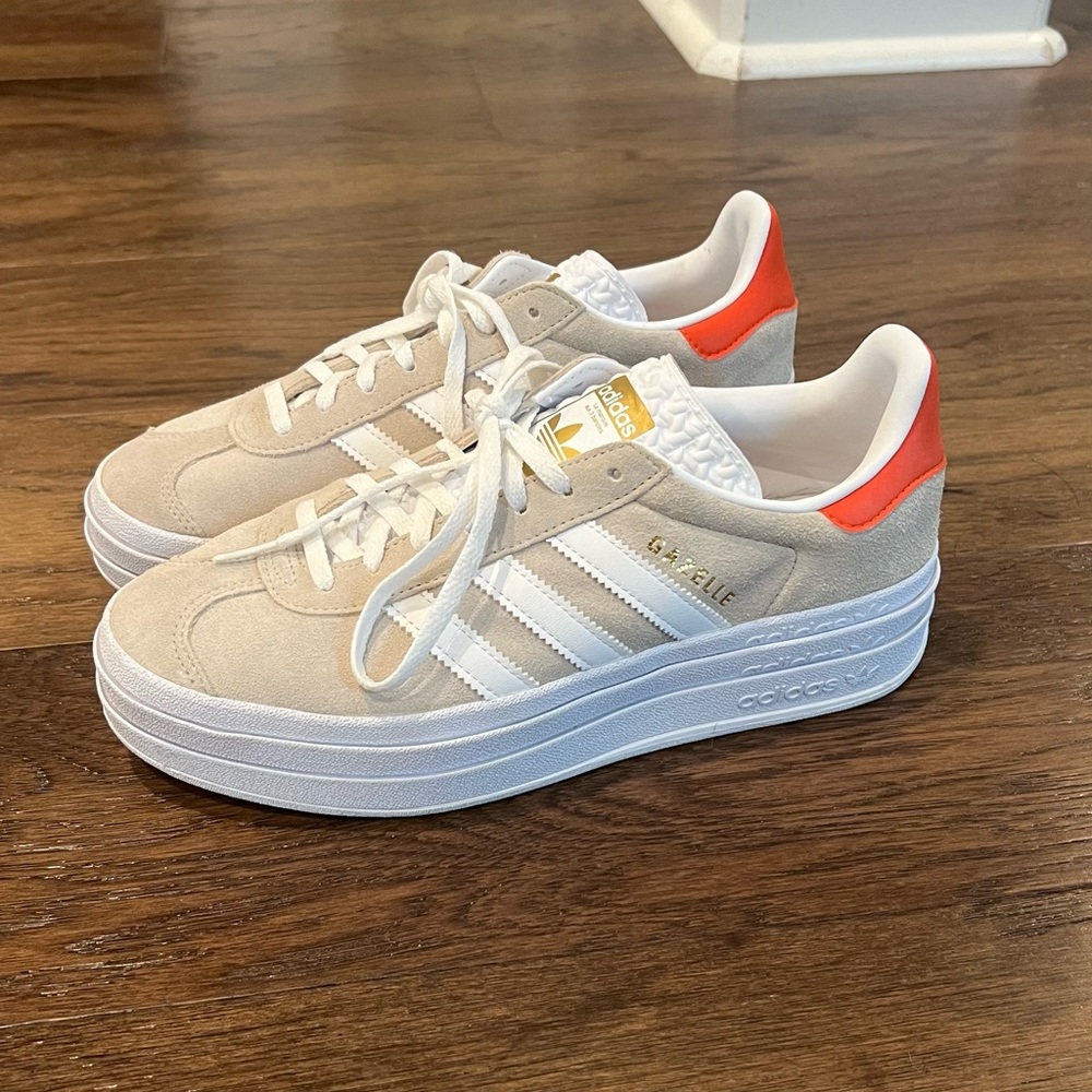 Adidas Gazelle Bold Wonder Beige Collegiate Orange